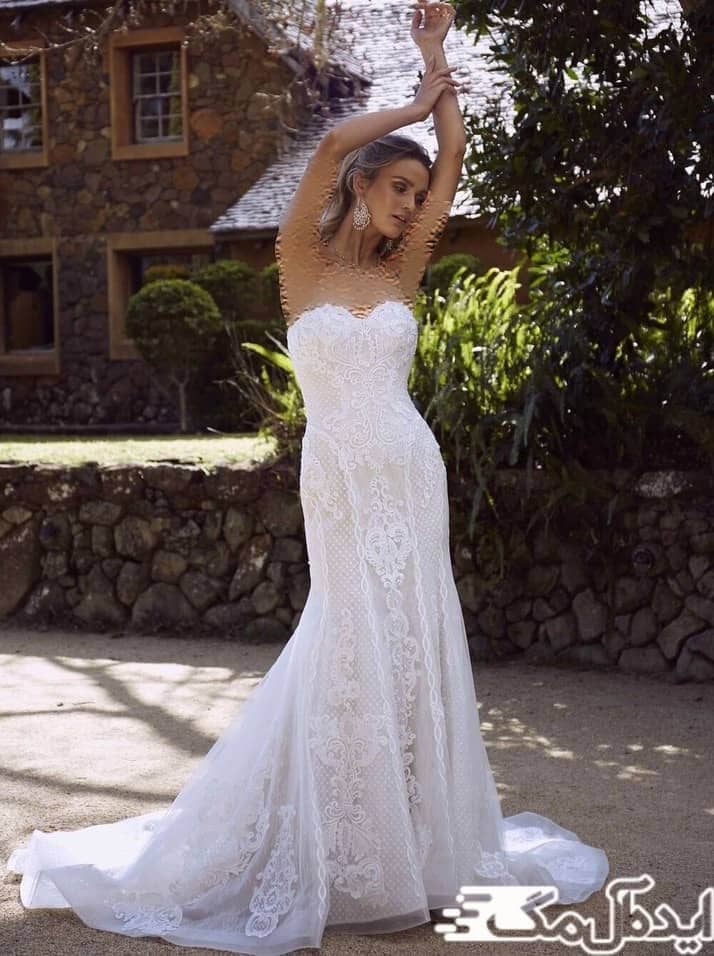 مدل لباس عروس دکلته دانتل
