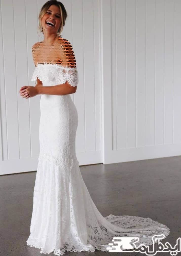 مدل لباس عروس یقه دلبری برای فصل گرما مناسب است