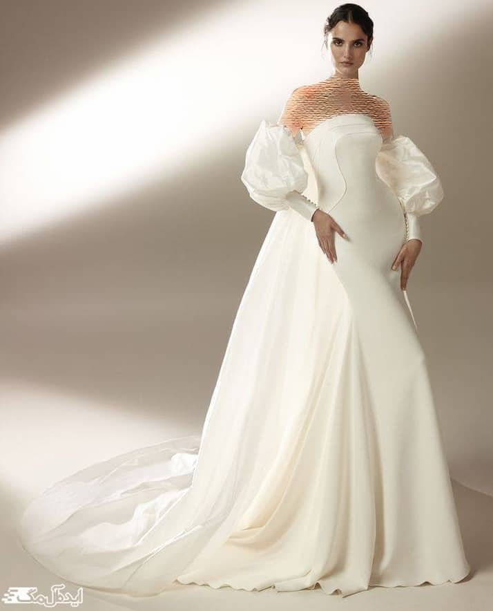 مدل لباس عروس با آستین فانوسی