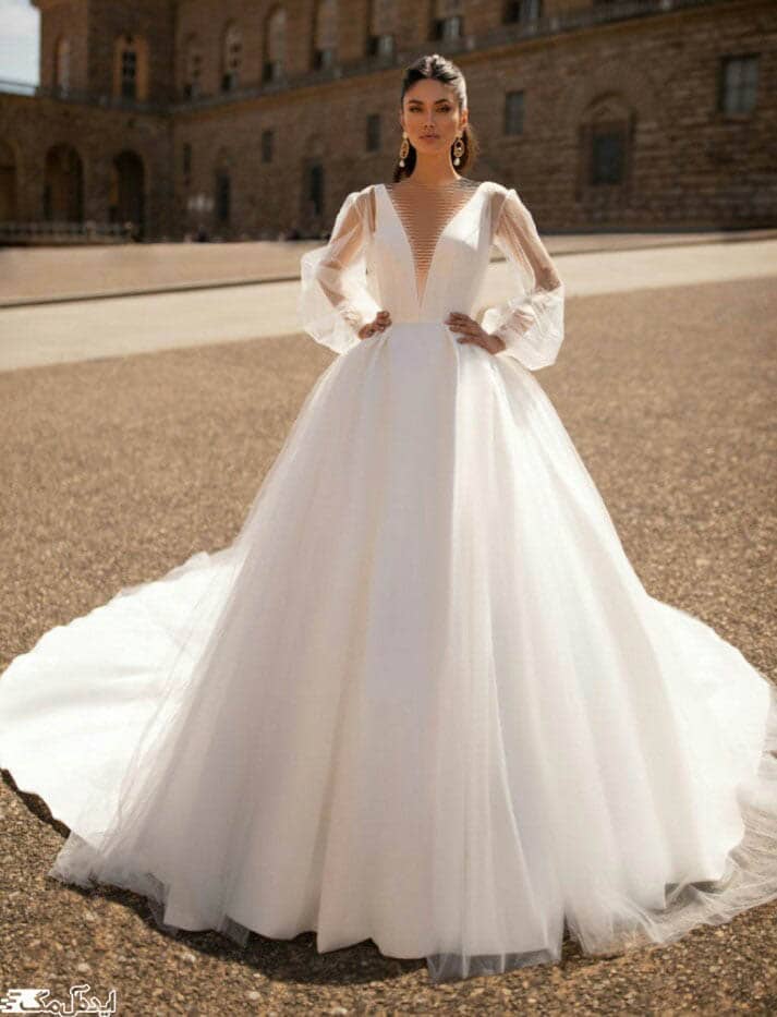 مدل لباس عروس آستین دار جدید