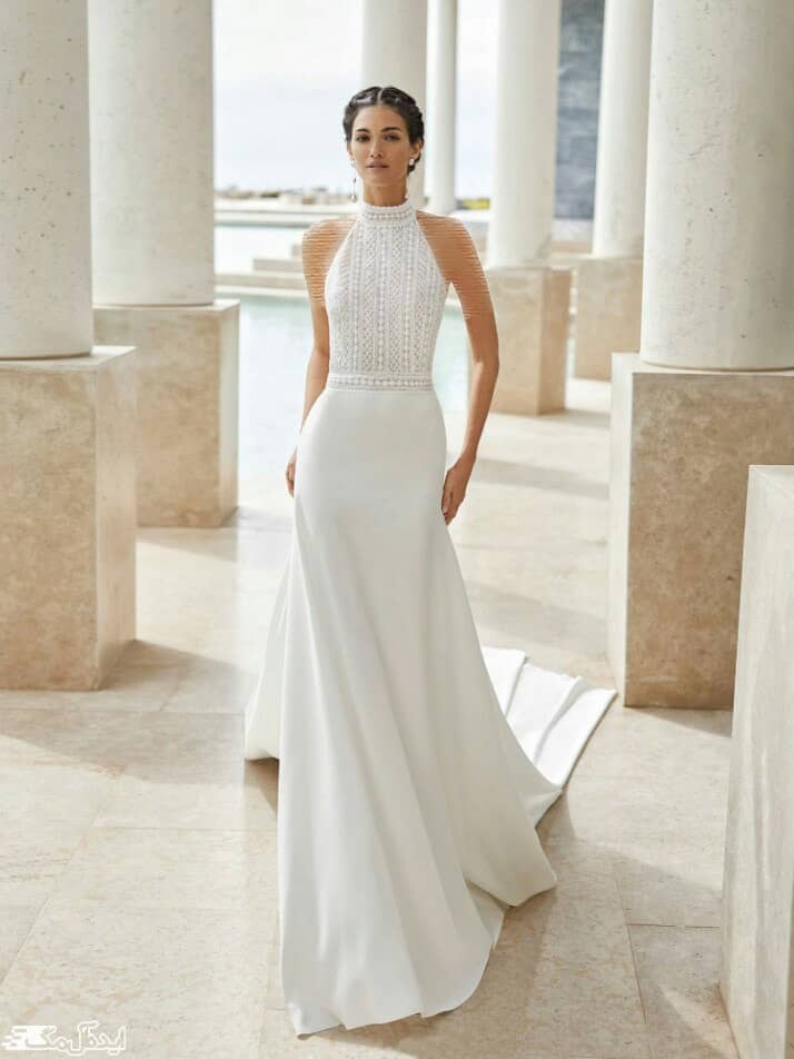 مدل لباس عروس جدید 2020 با یقه هالتر