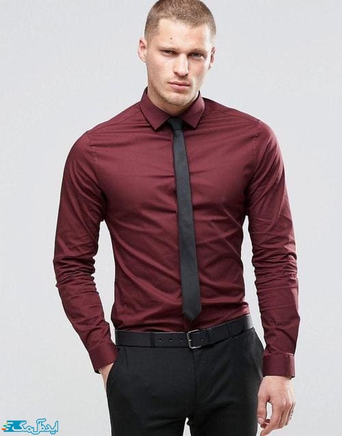 پوشش رسمی مردانه با ست رنگ زرشکی 