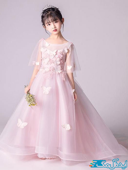 لباس عروس کودکانه با تاج ظریف و ساده