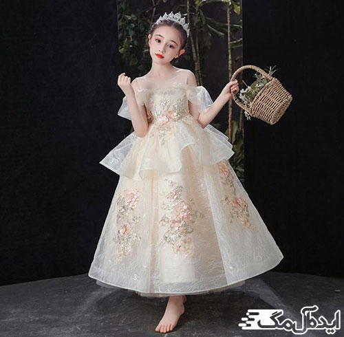 لباس عروس نباتی با تاج زیبا برای دختربچه‌ها