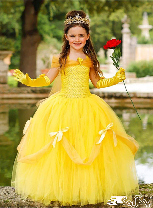 لباس عروس دخترانه با رنگ زرد قناری