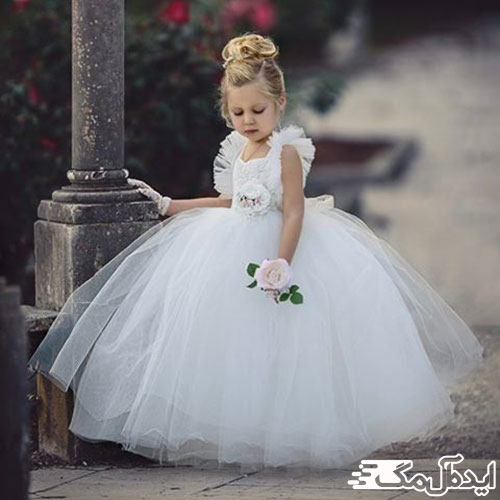 لباس عروس پرنسسی بچه‌گانه با دستکش