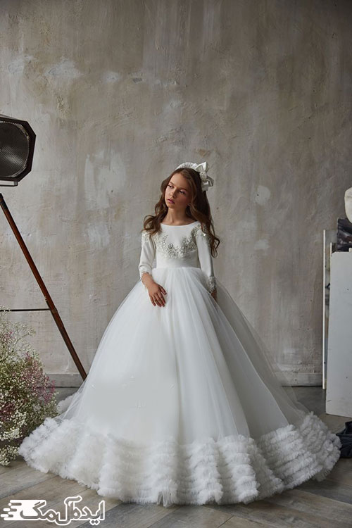 طرحی زیبا و ساده برای لباس عروس‌های بچگانه