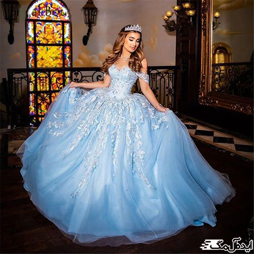 آبی آسمانی، رنگی ملایم و همه‌پسند برای لباس عروس‌های رنگی و زیبا