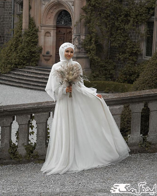 یک لباس زیبای ساده برای عروس‌های باحجاب