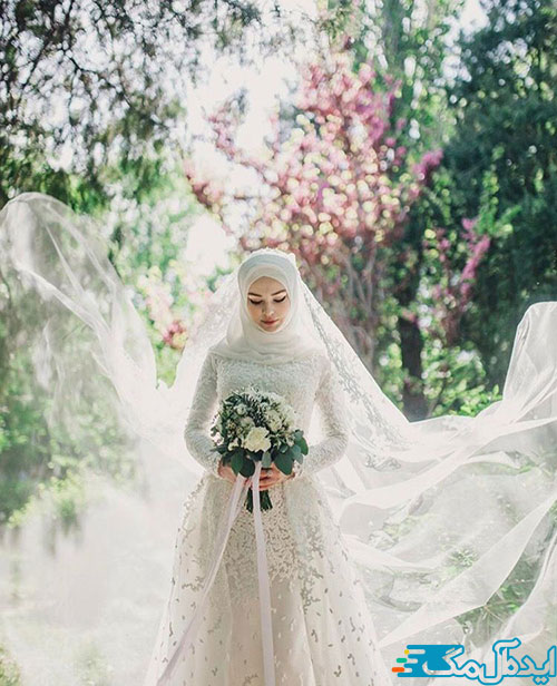 تصویری زیبا از عروس محجبه و باوقار