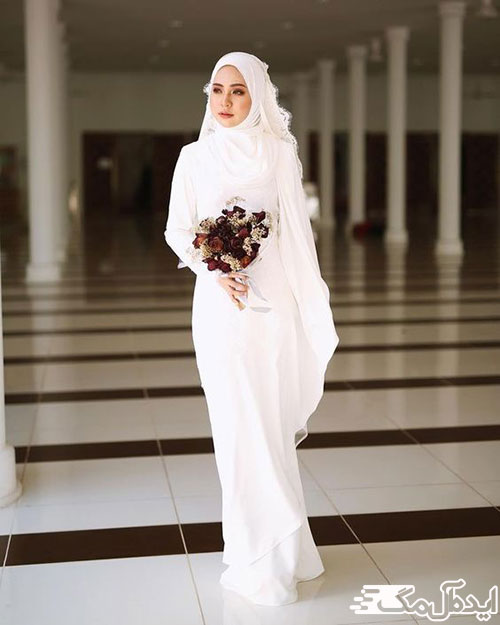 یک لباس عروس ساده و شیک برای عروس‌خانم‌های با‌حجاب