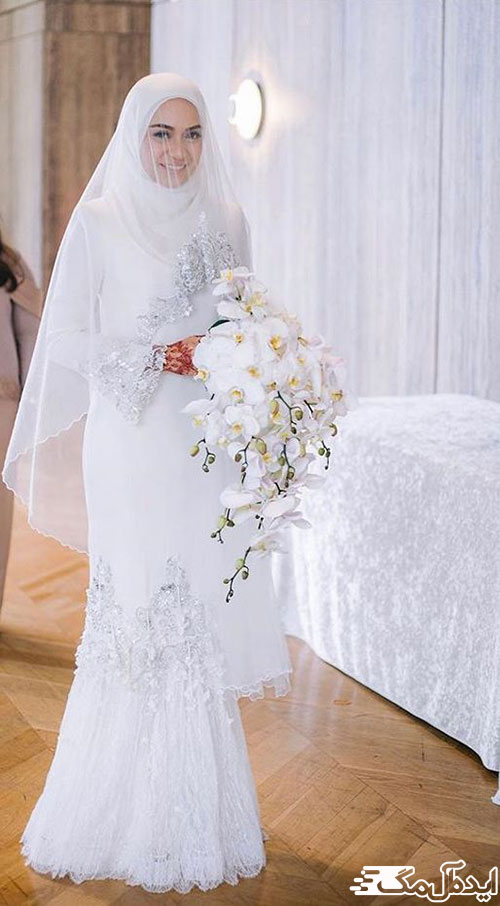 یک لباس ساده و زیبا برای عروس‌خانم‌های با‌حجاب