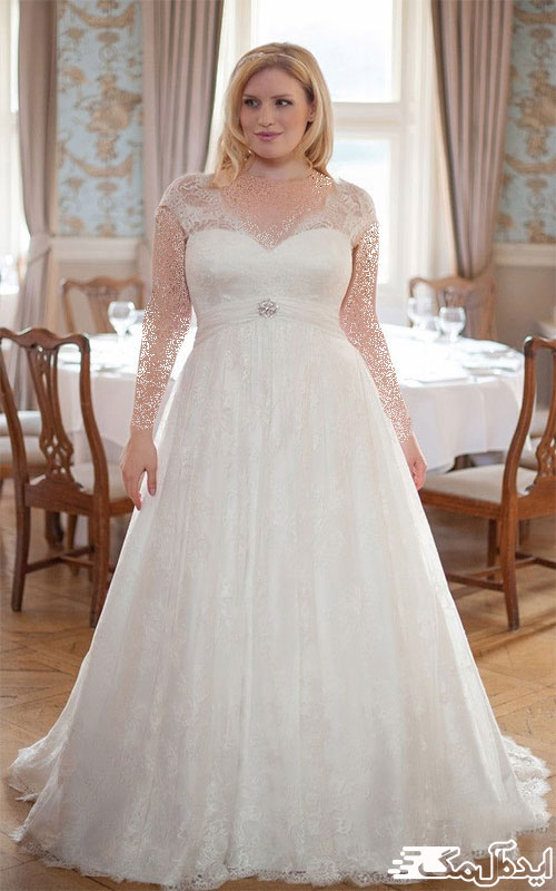 لباس بسیار زیبا و ساده عروس برای اندازه‌های بزرگ