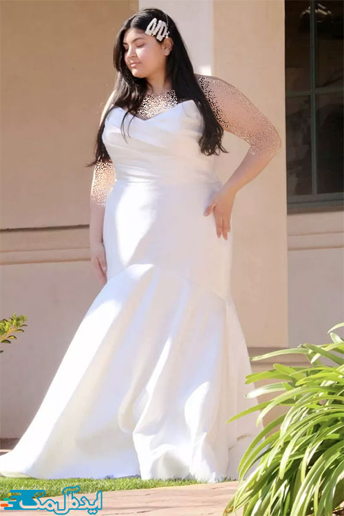 شینیون ساده موها و استفاده از پارچه سفید مات برای روز عروسی