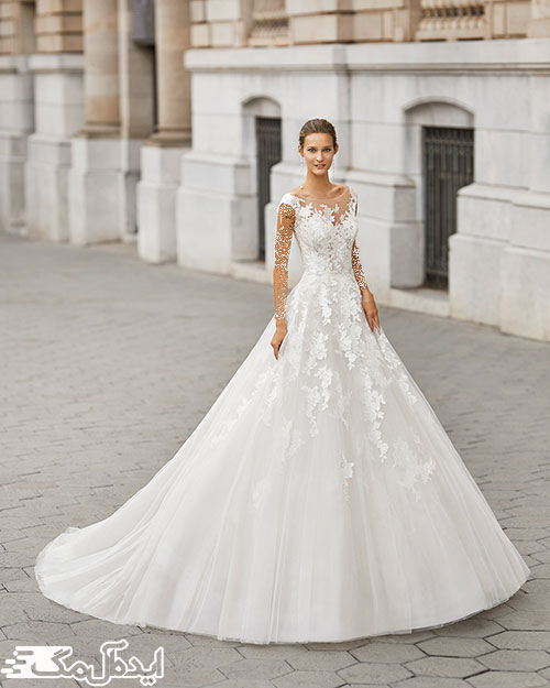 لباس عروس با دامن ای- لاین برای اندام‌های گلابی شکل