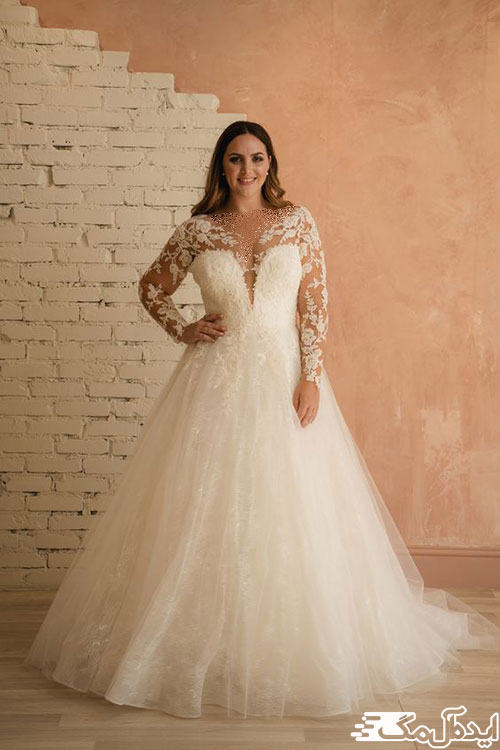 مدلی از لباس عروس ای لاین برای افراد سایز پلاس