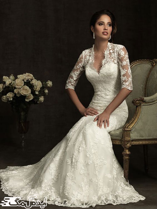 لباس عروس زیبا و شیک با پارچه دانتل