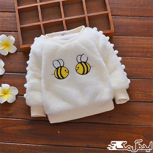 بلوز زمستانی و شیک دختربچه با طرح زنبور عسل
