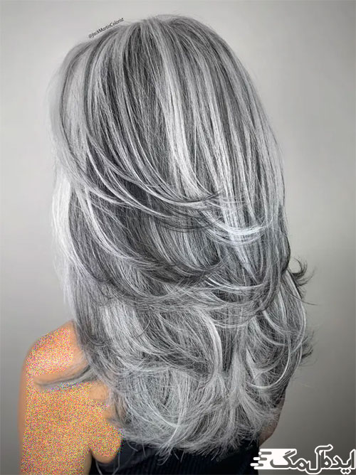 خاکستری؛ رنگی خاص برای موهای بلند لایه‌ای