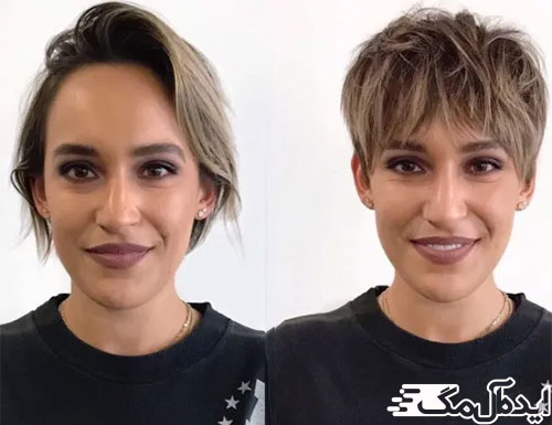تصاویر قبل و بعد از پیرایش لایه‌ای موها