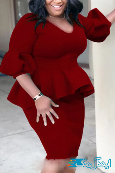 لباس شب قرمز شیک برای خانم های چاق