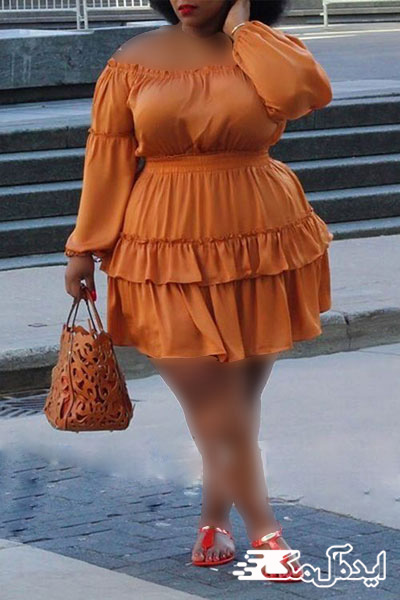 لباس عروسکی نارنجی برای خانم های چاق