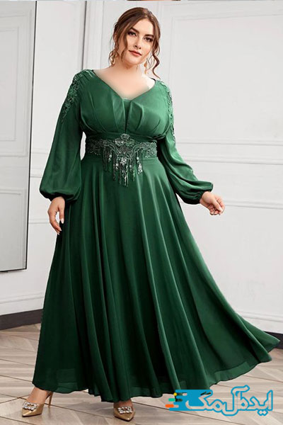 لباس شب بلند سبز یاقوتی