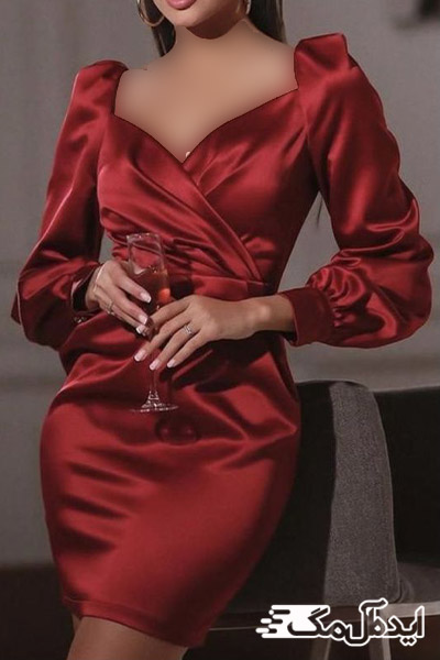 لباس کوتاه دخترانه برای تالار از جنس ساتن قرمز