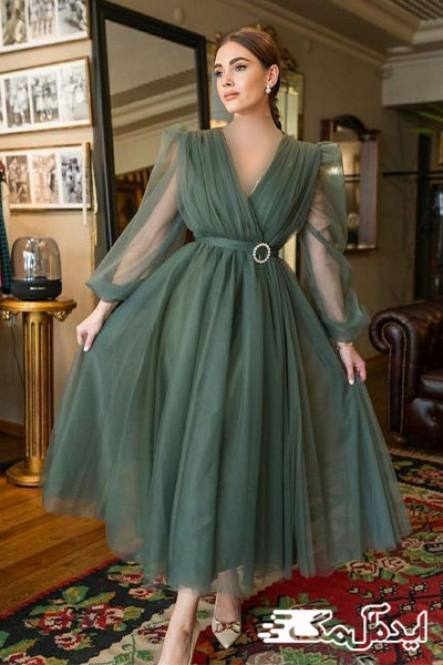 مدل لباس مجلسی دخترانه برای تالار سبز یشمی