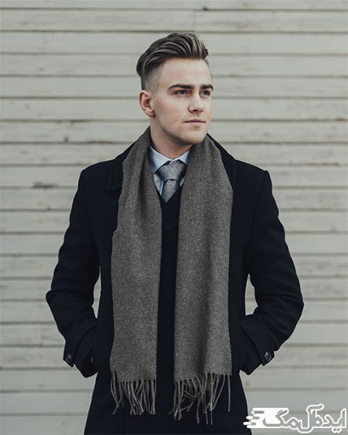 شال تک رنگ خاکستری؛ انتخابی مناسب برای یک تیپ زمستانی رسمی و مردانه