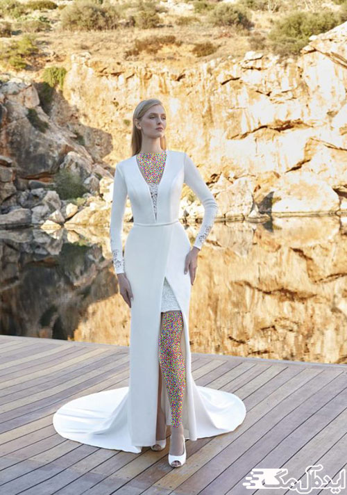یک مدل شیک و کلاسیک از لباس عروس‌های سال 2023 برای عروس خانم‌های ساده‌پسند