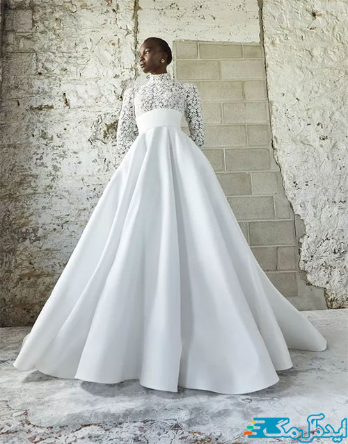 یک مدل لباس عروس شیک و ساده و پوشیده برای سال 1402
