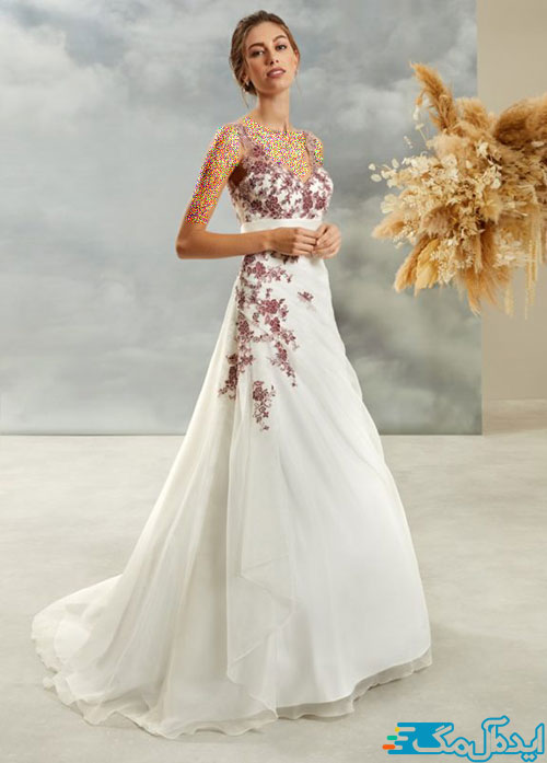 پارچه توری گلدار رنگی و زیباترین لباس عروس های سال 2023