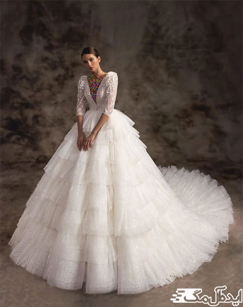 دامن چند طبقه زیبا در لباس عروس 2023