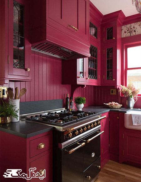 آشپز خانه مدرن به رنگ قرمز پرشین