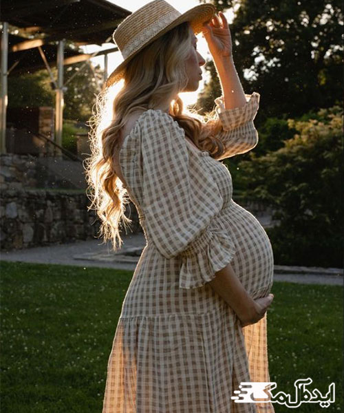 لباس بارداری چهار خونه از جنس الیاف طبیعی