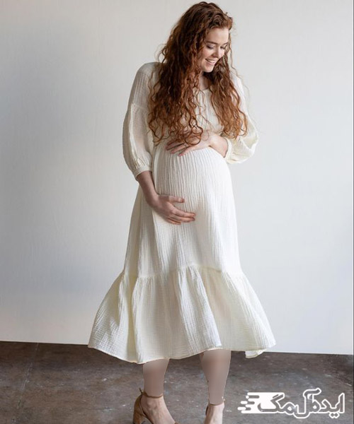 لباس بارداری سفید و بلند