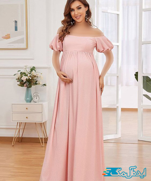 لباس بارداری ساده و زیبا به رنگ صورتی