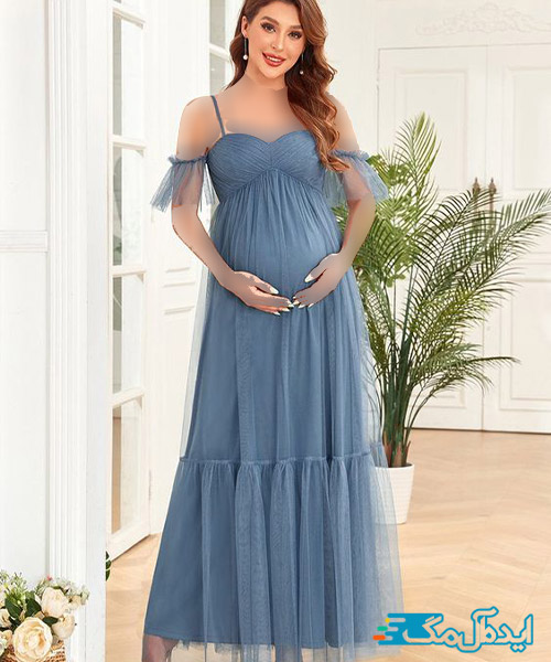 لباس بارداری مجلسی به رنگ آبی 