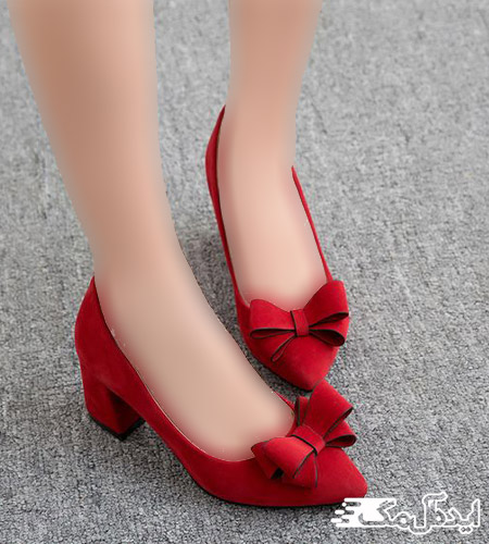 کفش مجلسی قرمز پاشنه کوتاه