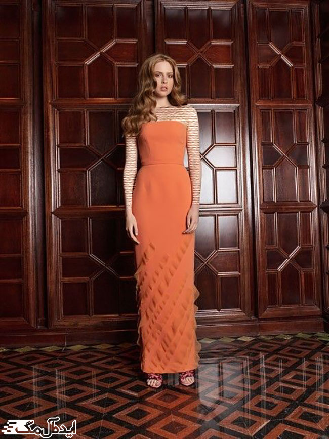 لباس مجلسی با مدل تیوبی و رنگ نارنجی