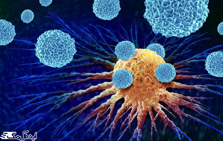 سلول‌های سرطانی که در حال حمله کردن به سلول‌های سالم هستند