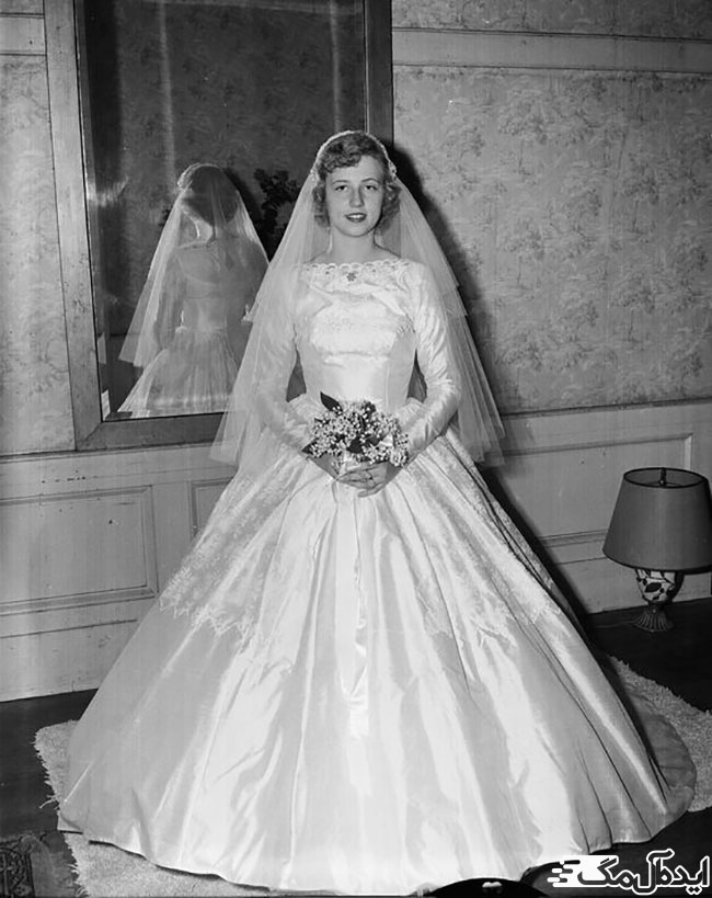 لباس عروس دکلته و پرنسسی در دهه 1950