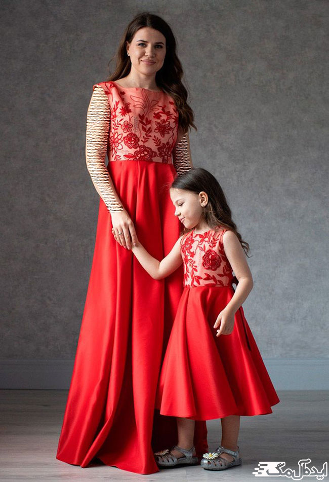 ست لباس قرمز مادر و دختر؛ مناسب شب یلدا