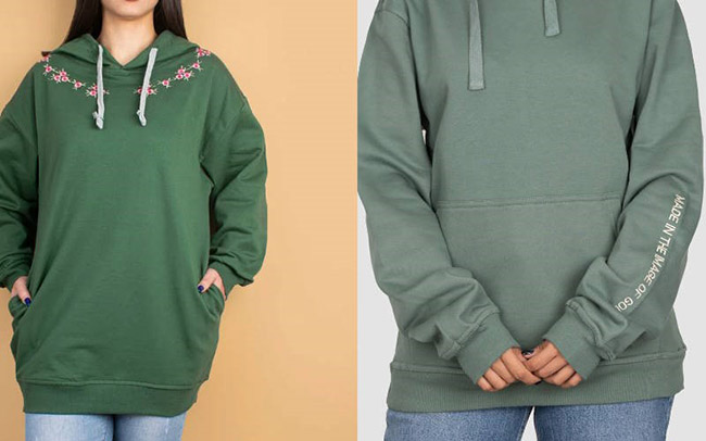 هودی سبز رنگ با شلوار جین