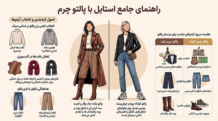 راهنمای جامع استایل پالتو چرم